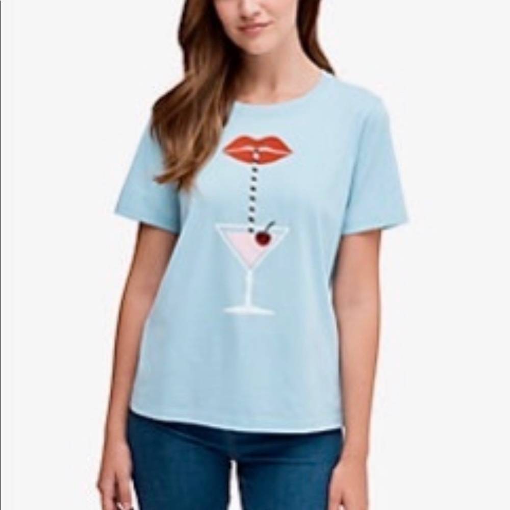 NWT - Kate Spade Cocktail Hour Tee in blue -Size S